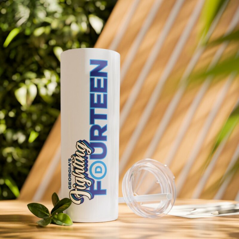 Fighting Fourteen Skinny Tumbler with Straw, 20oz - Image 18