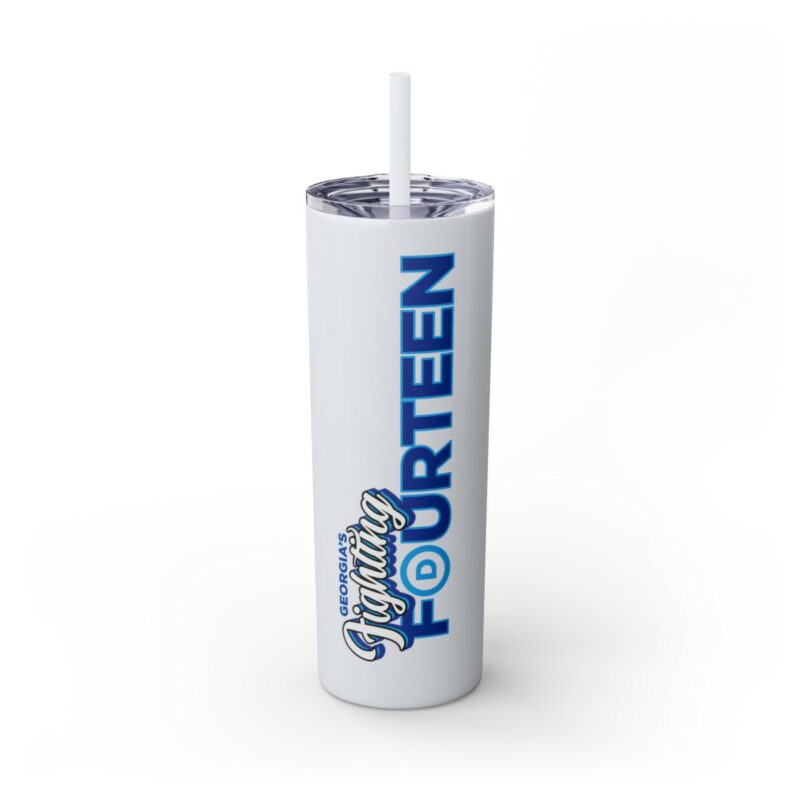 Fighting Fourteen Skinny Tumbler with Straw, 20oz - Image 10