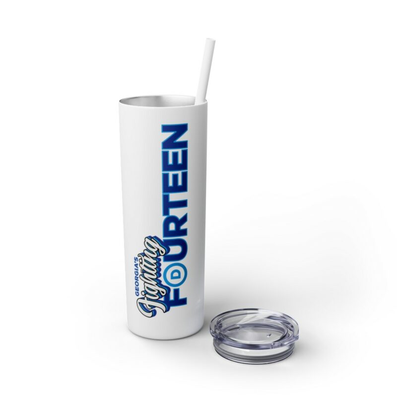 Fighting Fourteen Skinny Tumbler with Straw, 20oz - Image 6