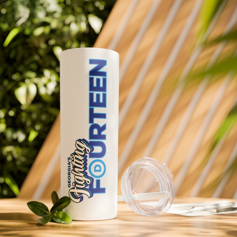 Fighting Fourteen Skinny Tumbler with Straw, 20oz - Image 9