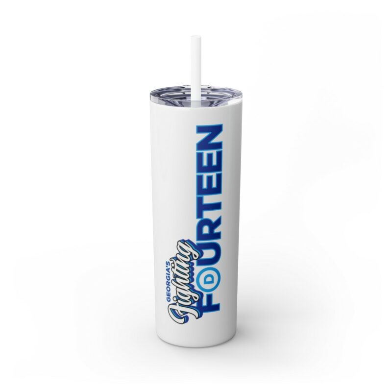 Fighting Fourteen Skinny Tumbler with Straw, 20oz